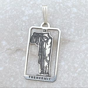 Hermit Tarot Card Pendant .925 Sterling Silver dainty Made in USA